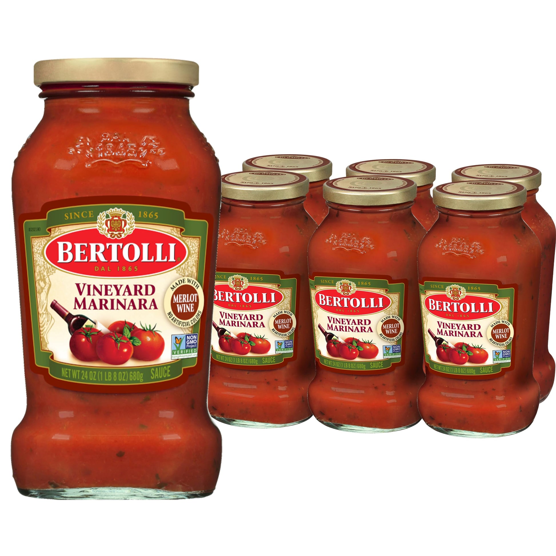 Bertolli Marinara Sauce With Burgundy Beverage-Inspired  Spaghetti Tomato Pasta Sauce  24 Oz (Pack Of 6)