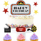 Movie Night Birthday Cake Topper - Movie Theme Roll Hollywood Cinema Ticket Happy Birthday Party Decorations - One Cake Topper A