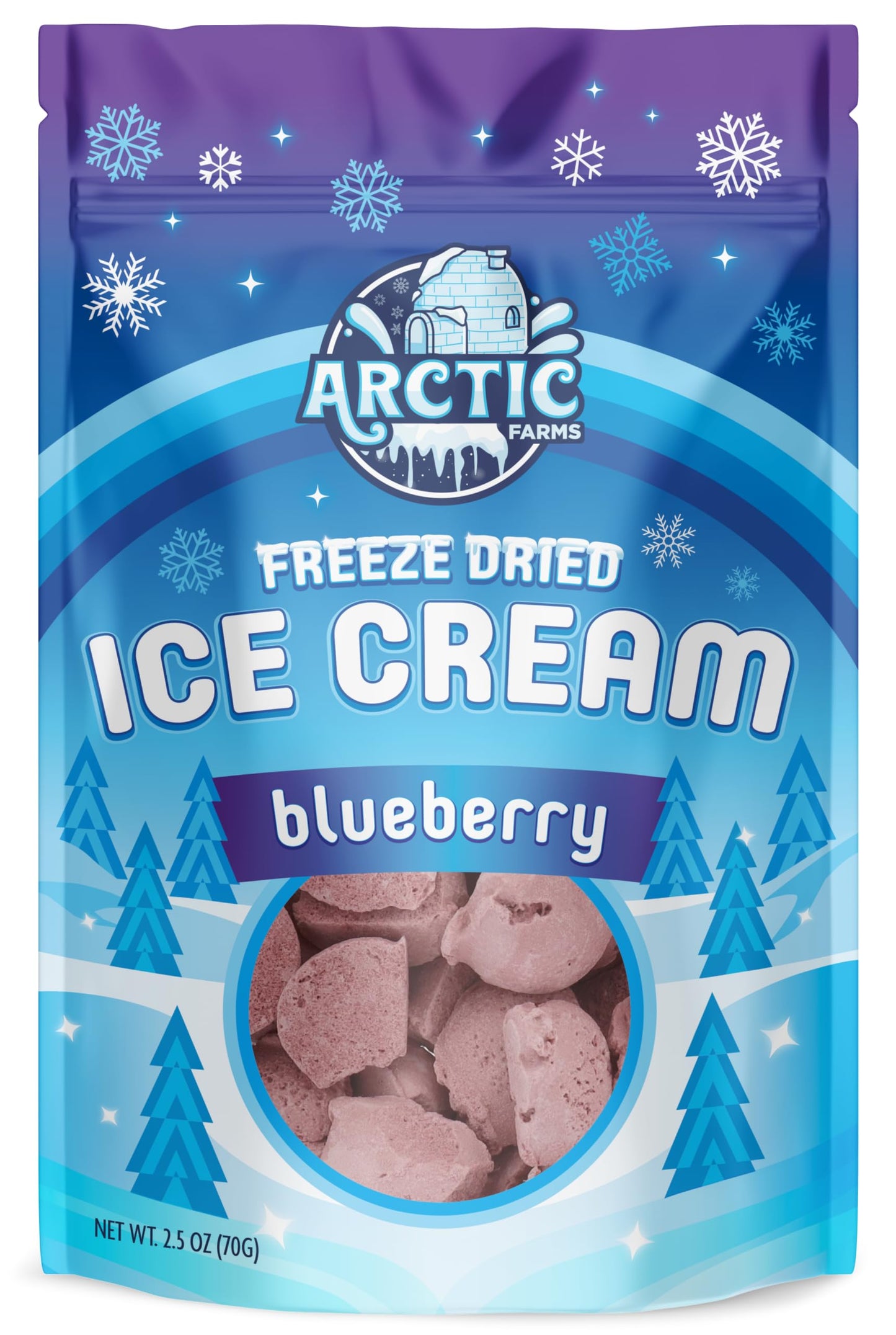 Arctic Farms Freeze Dried Ice Cream Bits Bagged And Boxed - Does Not Melt (Blueberry, 2.5Oz)