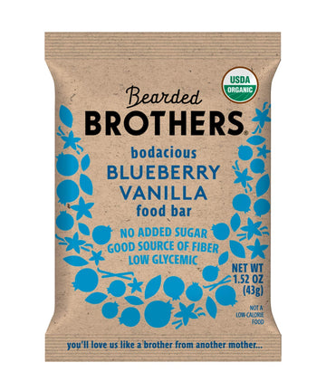 Bearded Brothers Organic Vegan Protein Energy Bars, Blueberry Vanilla, Gluten Free, 12 Count