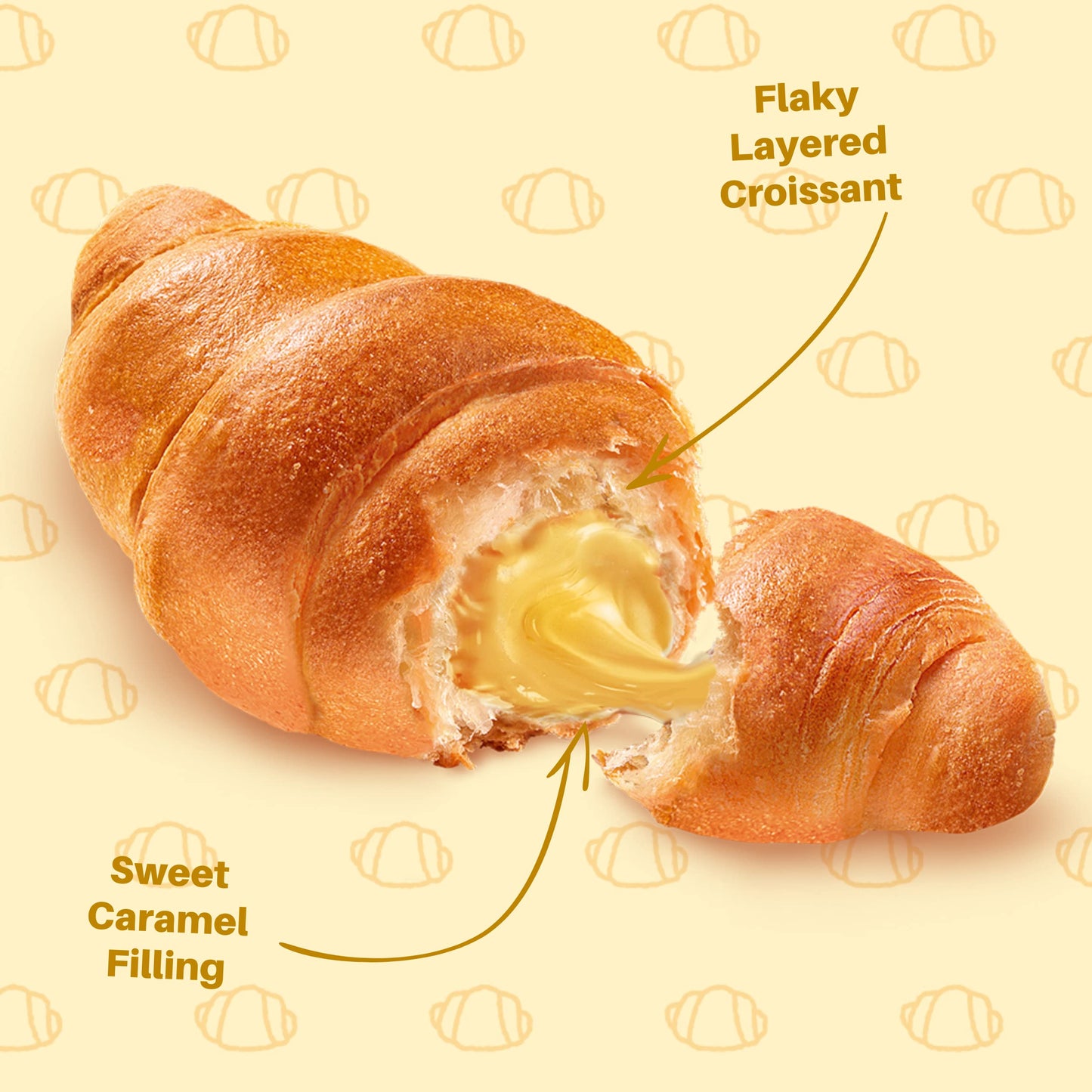 7Days Soft Croissant, Caramel - Dulce De Leche, Breakfast Pastry, Individually Wrapped On The Go Snack, Non-GMO (Pack of 6)