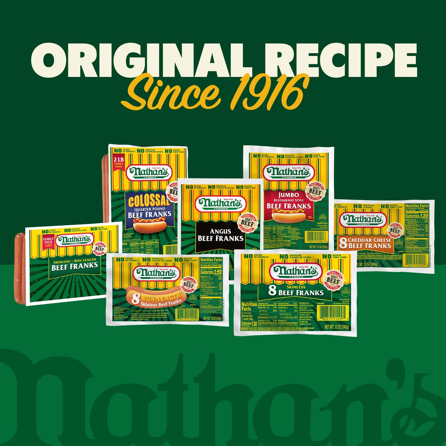 Nathans Jumbo Restaurant Style Beef Hot Dogs and Franks, 12 oz