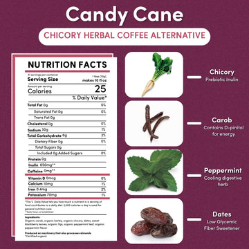 Teeccino Coffee Alternative – Candy Cane – Holiday Dessert Beverage That’S Prebiotic, Caffeine-Free & Acid Free, Medium Roast, 11 Ounce