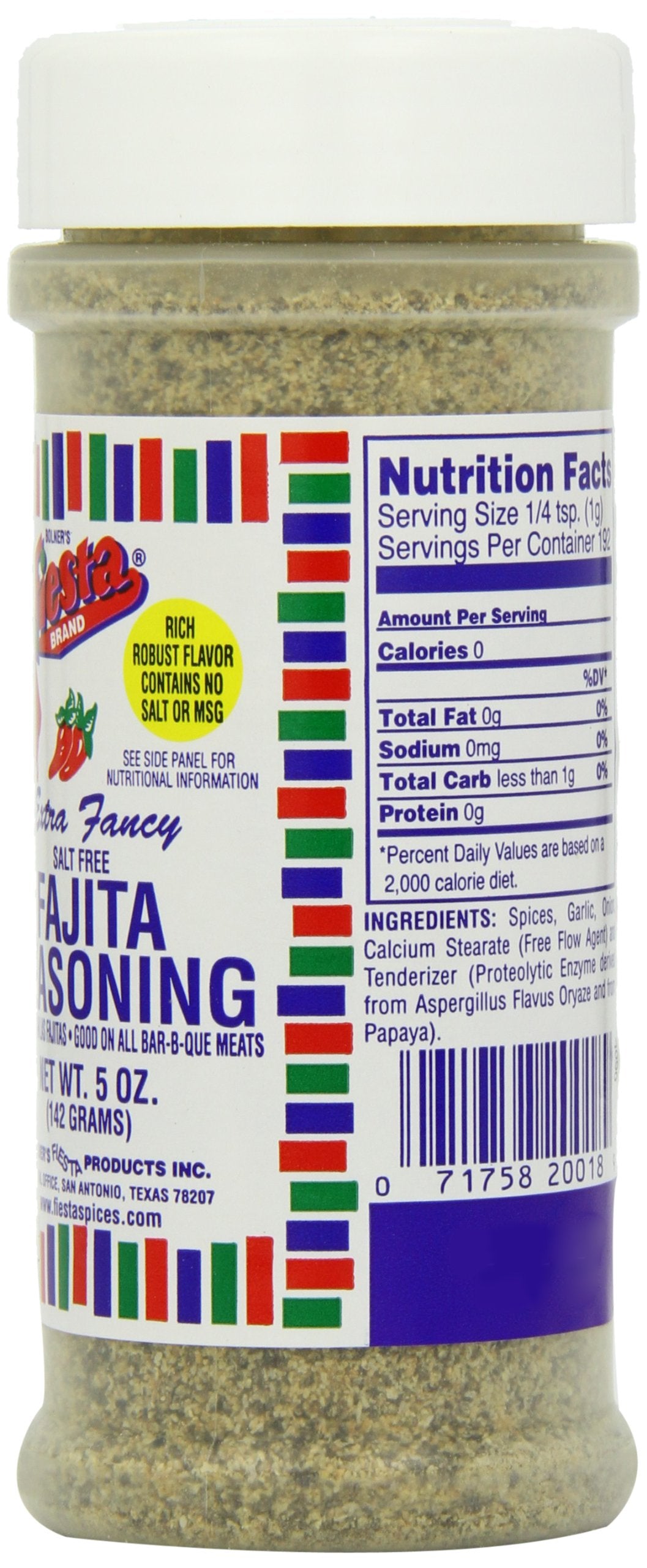 Bolners Fiesta Salt-Free Fajita Seasoning, 5 Ounces, Pack of 1