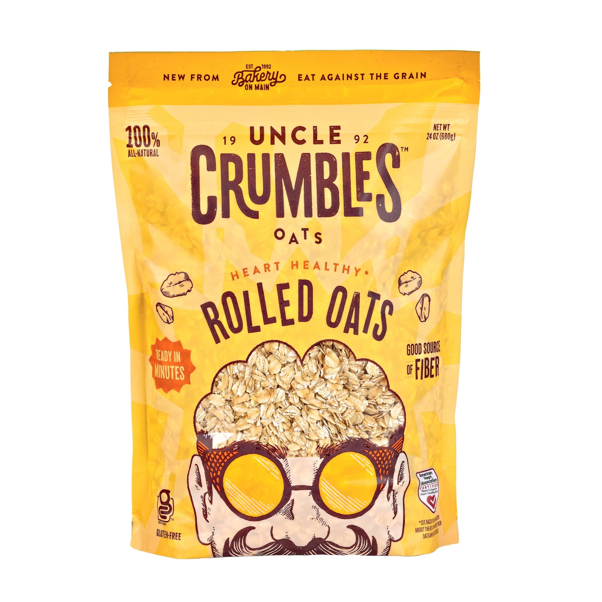 Uncle Crumbles Gluten Free Rolled Oats, Kosher, Non-GMO Project Verified, 24oz Resealable Bag (Pack of 1)