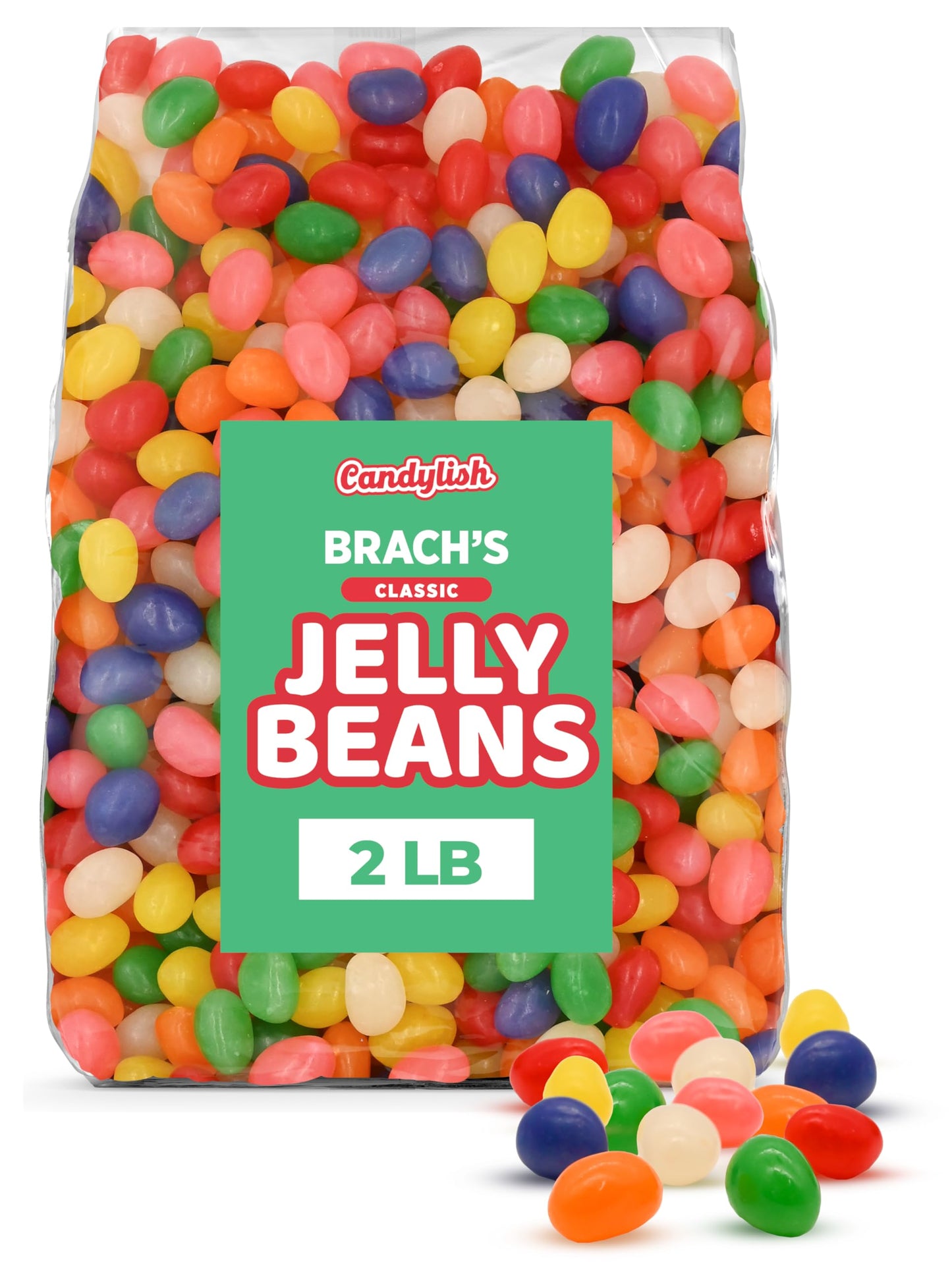 Candylish Classic Jelly Beans - Assorted Fruit Flavors - 2 LB Bulk Candy Bag - Individually Wrapped Party Favors