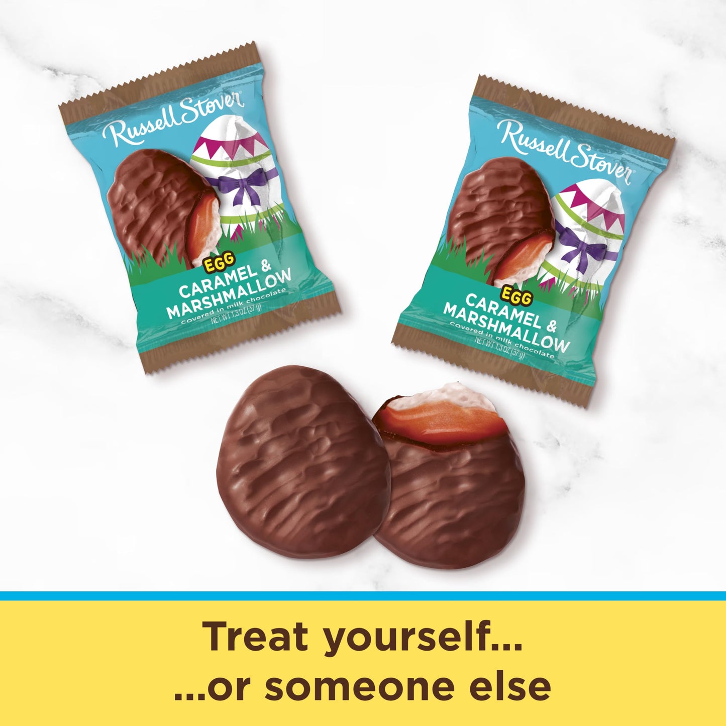 Russell Stover Easter Caramel & Marshmallow Milk Chocolate Easter Egg, 1.3 oz each (Pack of 18)