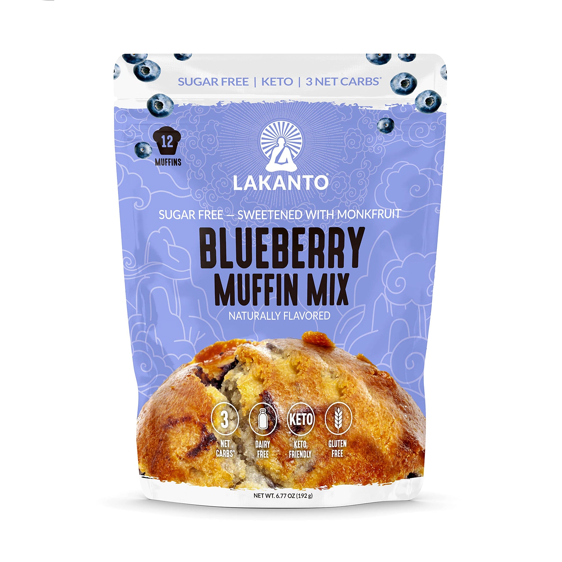 Lakanto Sugar Free Blueberry Muffin Mix - Naturally Flavored, Sweetened With Monk Fruit Sweetener, Keto Diet Friendly, 3 Net Car