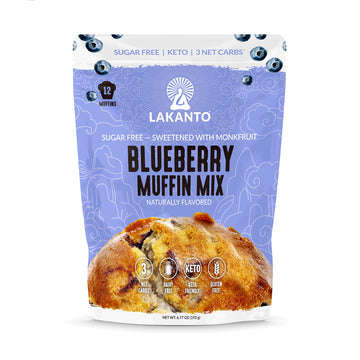 Lakanto Sugar Free Blueberry Muffin Mix - Naturally Flavored, Sweetened With Monk Fruit Sweetener, Keto Diet Friendly, 3 Net Car