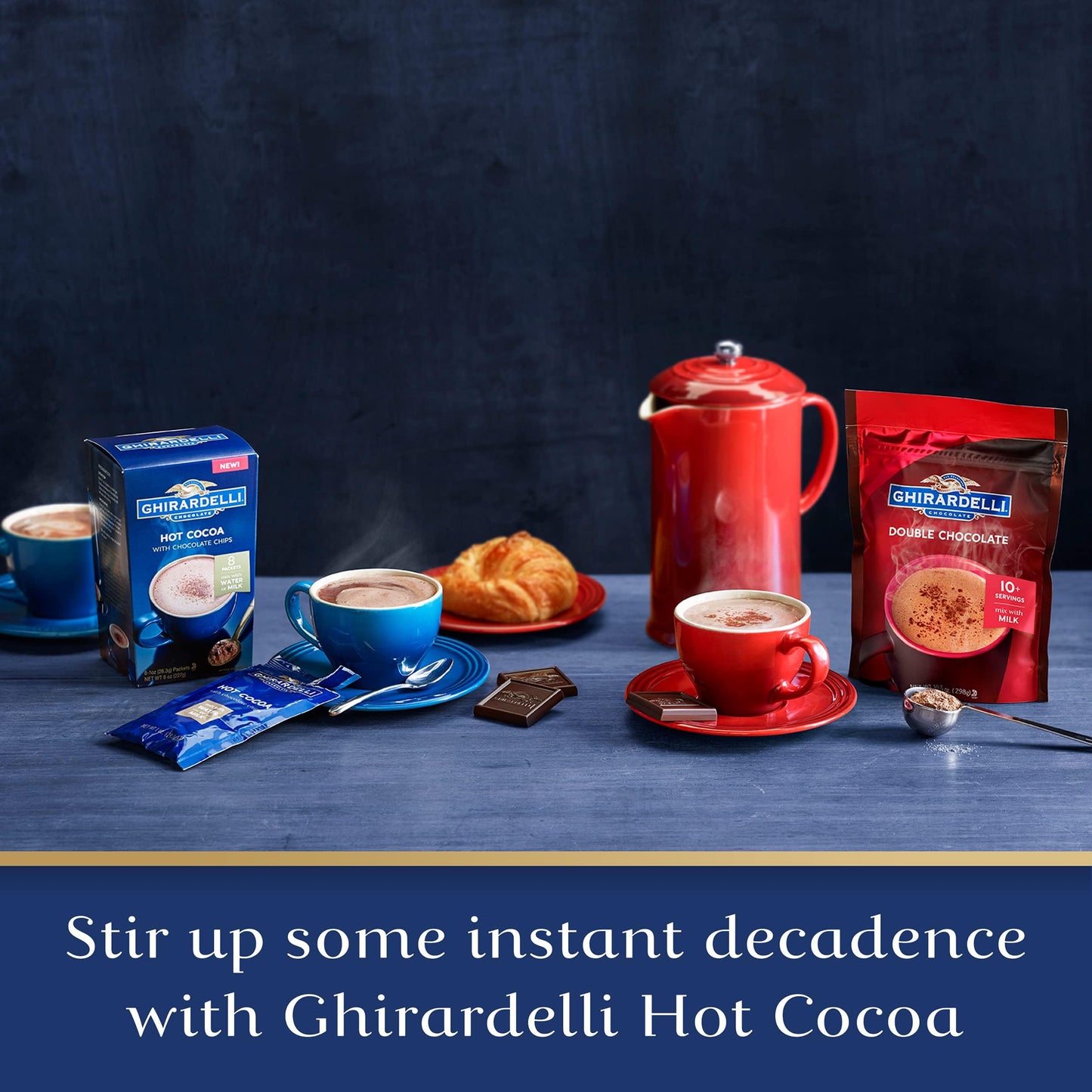Ghirardelli Double Chocolate Hot Cocoa Mix  3 Pound Box  (Approximately 43) 0.85 oz Packets with Cocoa Scoop
