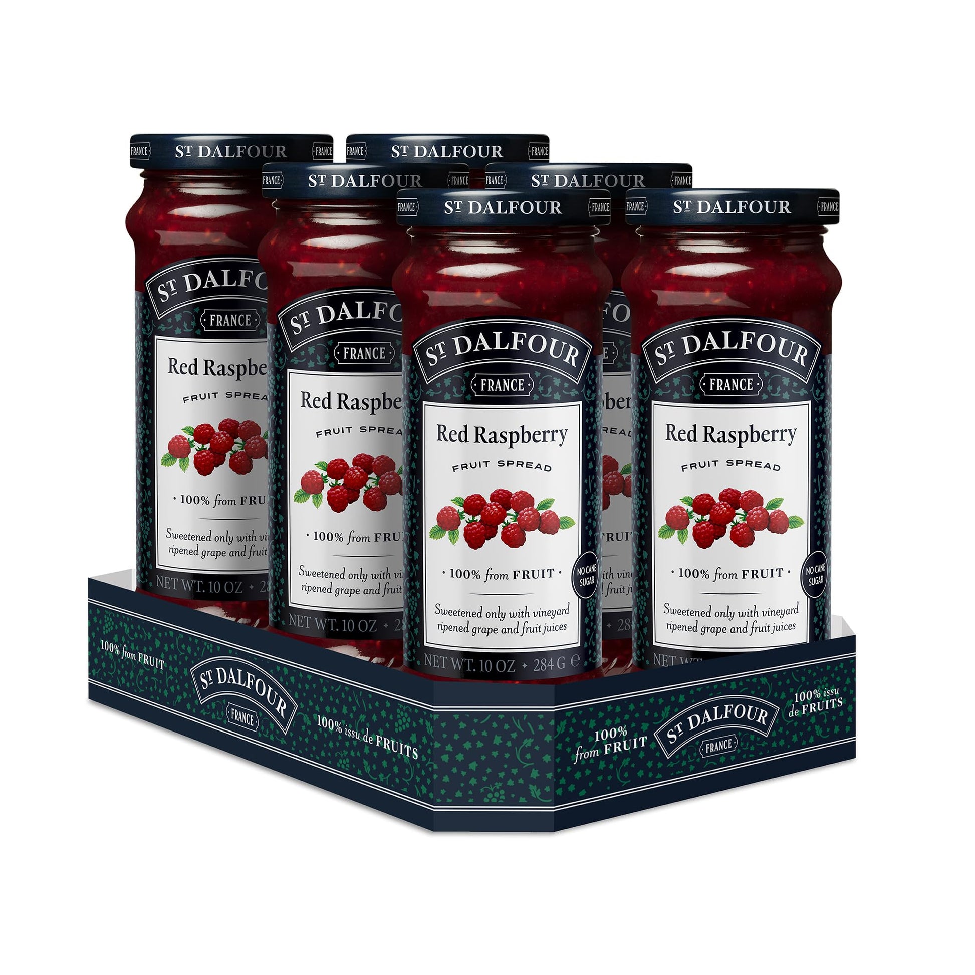 St. Dalfour Red Raspberry Fruit Spread - 10oz - 100% from Fruit, No Artificial Ingredients, Non-GMO, No Cane Sugars, All Natural - Pack of 6