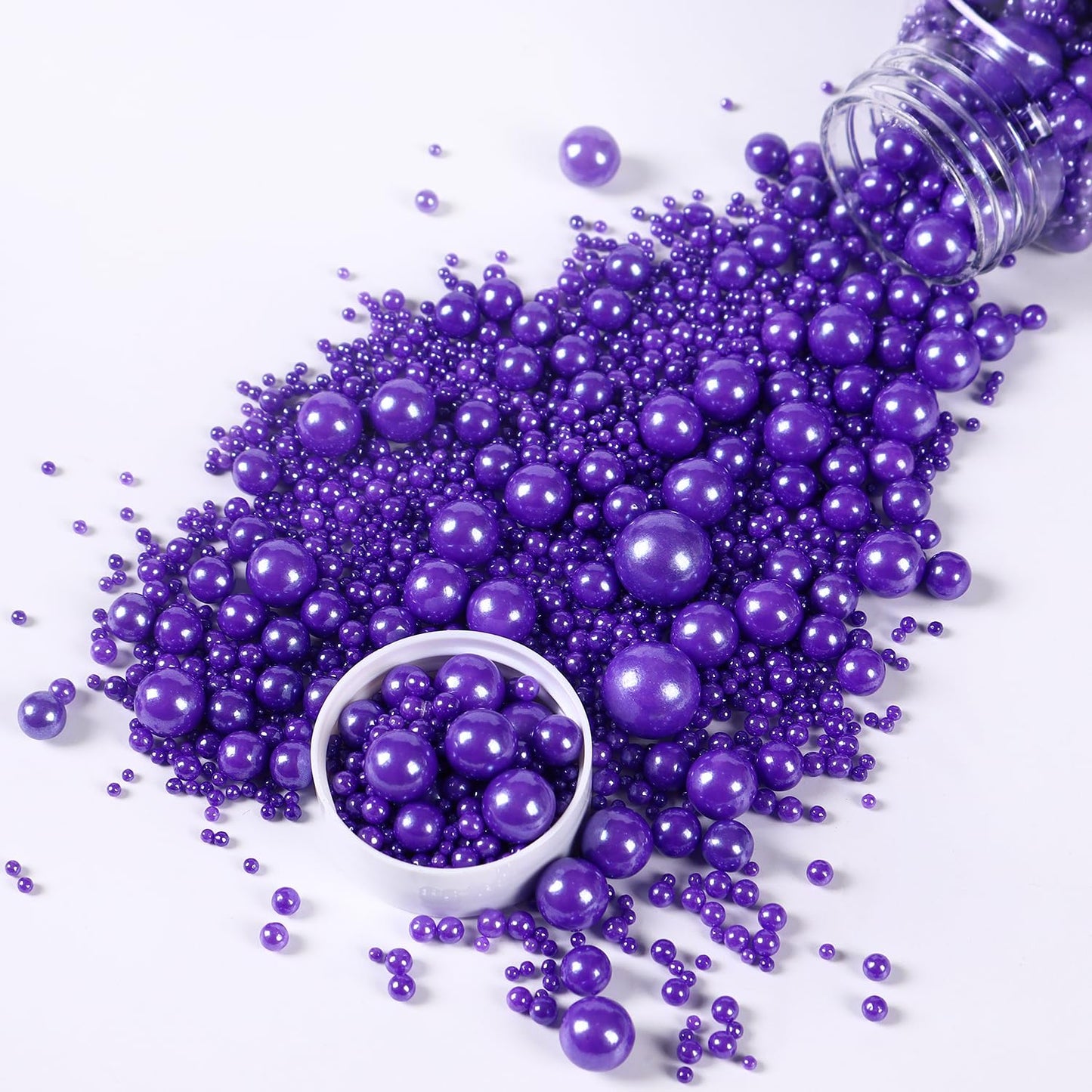 Purple Sprinkles For Cake Decorating, Edible Pearl Sprinkles For Cupcake Toppers Baking Decorations Cookie Lover Birthday Celebr