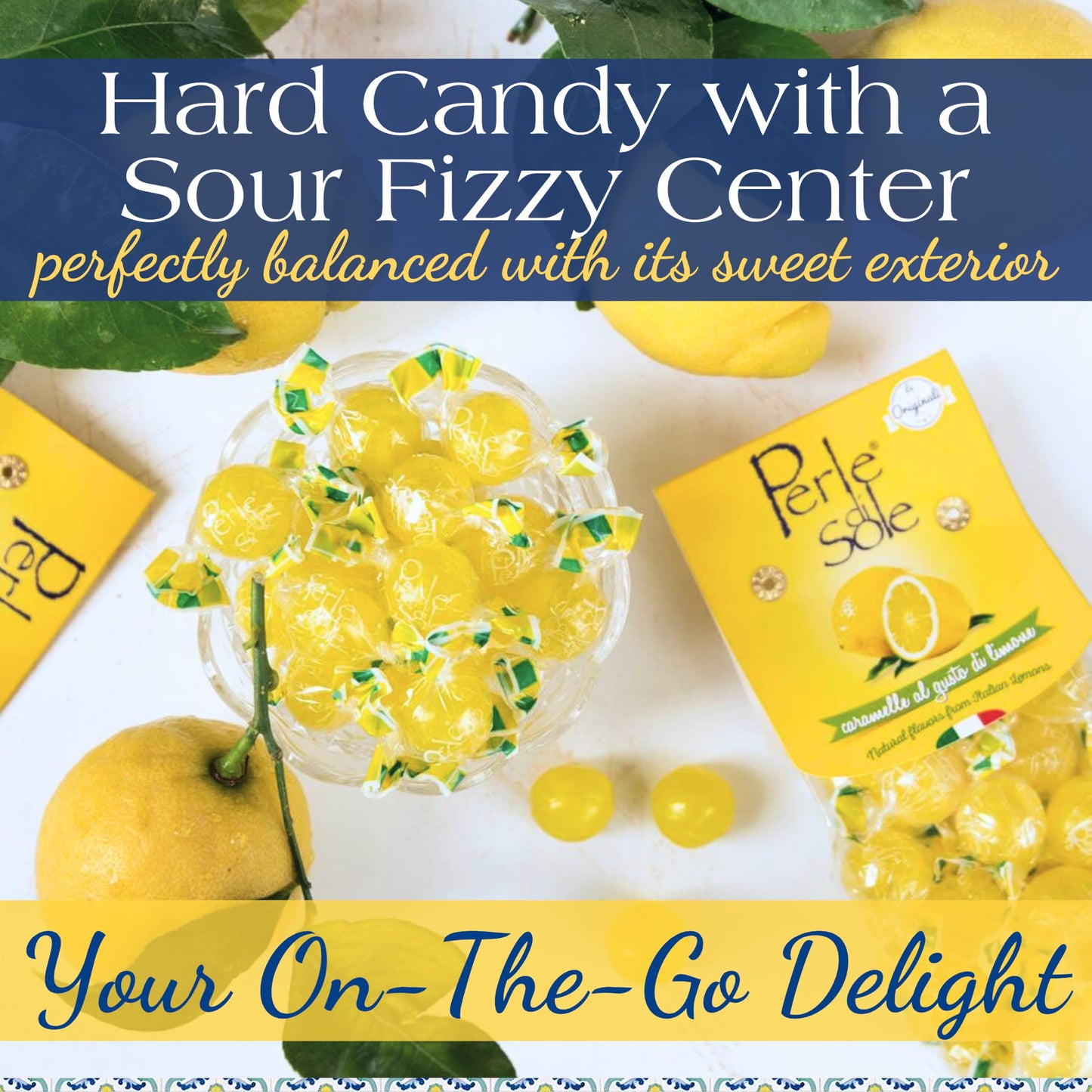 Perle Di Sole Lemon Drops - Lemon Candy From Italy - Italian Gift - Italian Hard Candy Individually Wrapped (2.2 Lbs | 1 Kg) Ama