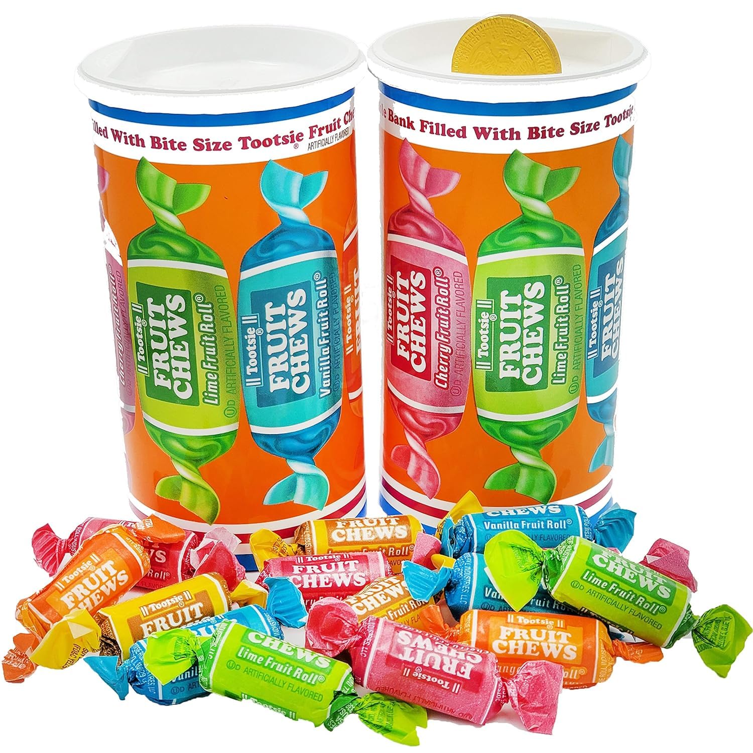 Fruidles Tootsie Bank Twist Midgees Roll, Peanut-Free, Gluten-Free, Kosher Certified, Individually Wrapped, 4oz (6-Pack)