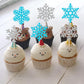 ZHUOWEISM 24 PCS Snowflake Cupcake Toppers Paper Winter Theme Decorations Silver Blue