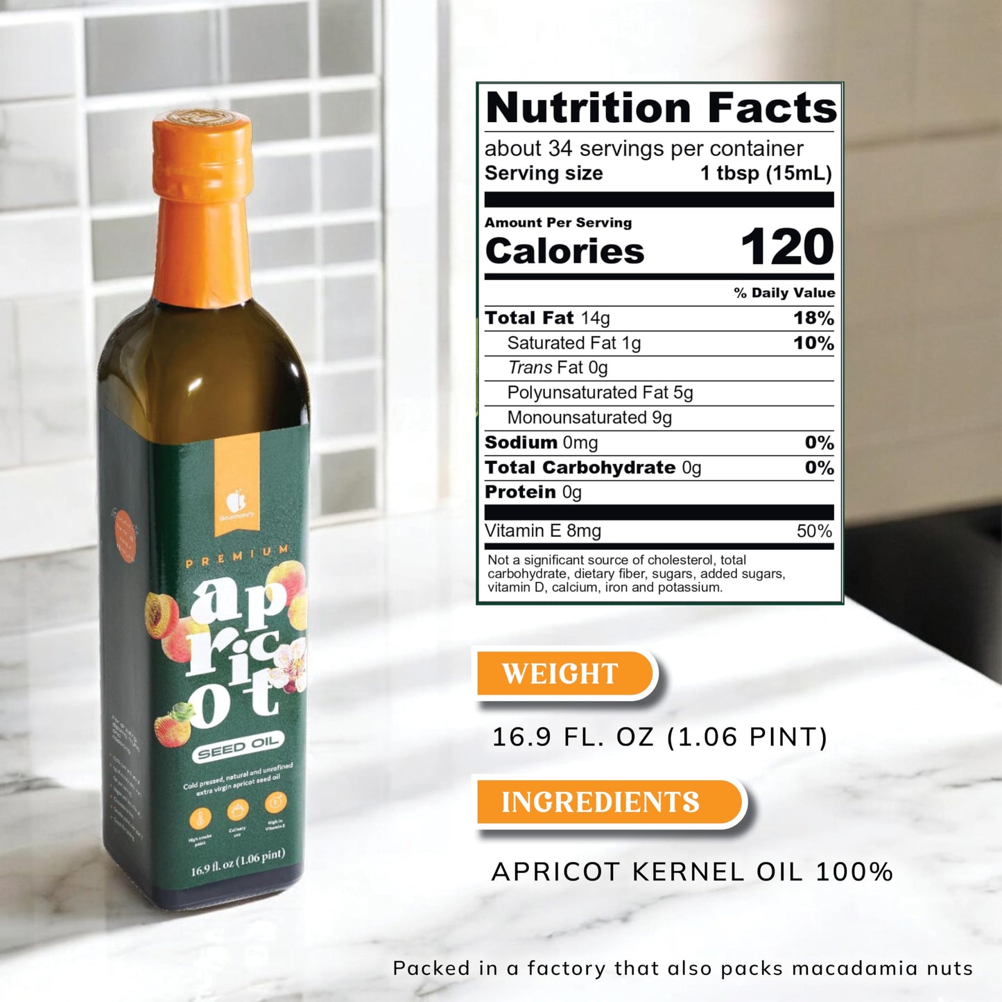 Gourmanity Apricot Seed Oil, Frying Oil With Natural Vitamin E, Apricot Kernel Oil, A Healthier Cooking Oil Alternative, Cholest