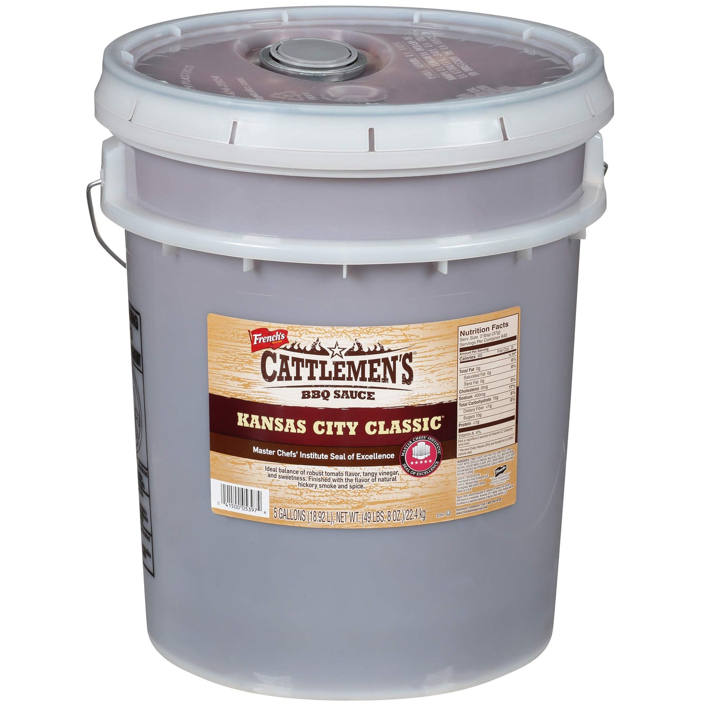 Cattlemen's Kansas City Classic BBQ Sauce, 5 gal - One 5 Gallon Jug of Kansas City Barbecue Sauce, Perfect Tangy, Sweet Flavor f