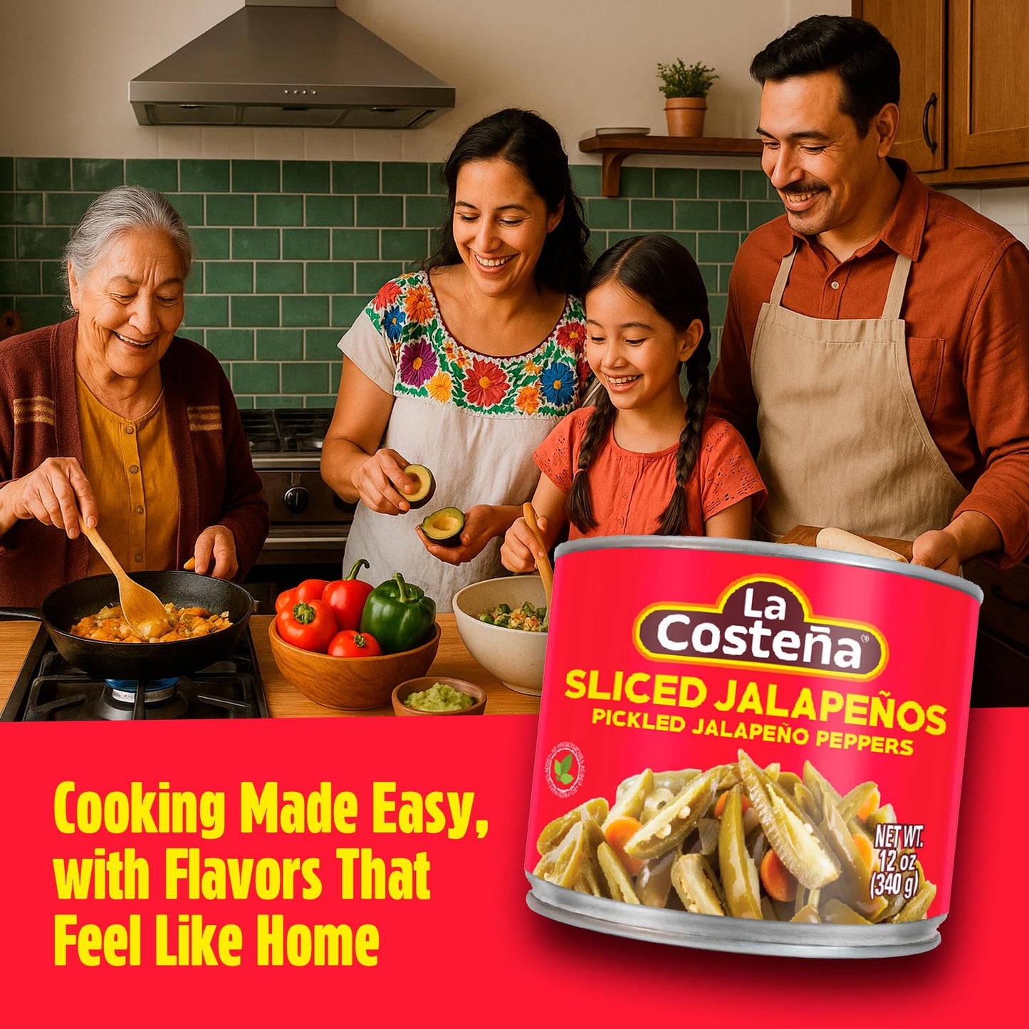 La Costeña Sliced Jalapeño Peppers, 12 Ounce Can, Green, Model 60212