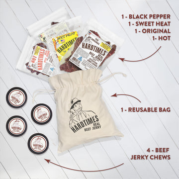Hardtimes Beef Jerky - Variety, Specialty Gift Bag - Great Gift For Father'S Day, Holiday, & Birthday - 5 Pack Of 2.25 Oz Bags O