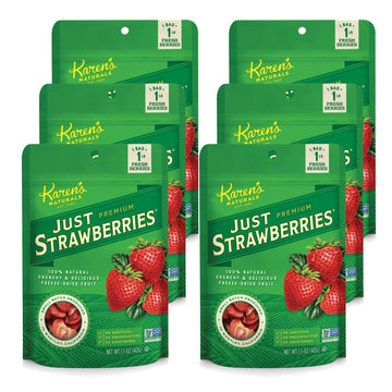 Karen's Naturals Freeze-Dried Strawberries, 1.5oz, Pack of 6 - Flavor Packed Freeze Dried Fruit Snack, Crunchy Strawberries, Hea