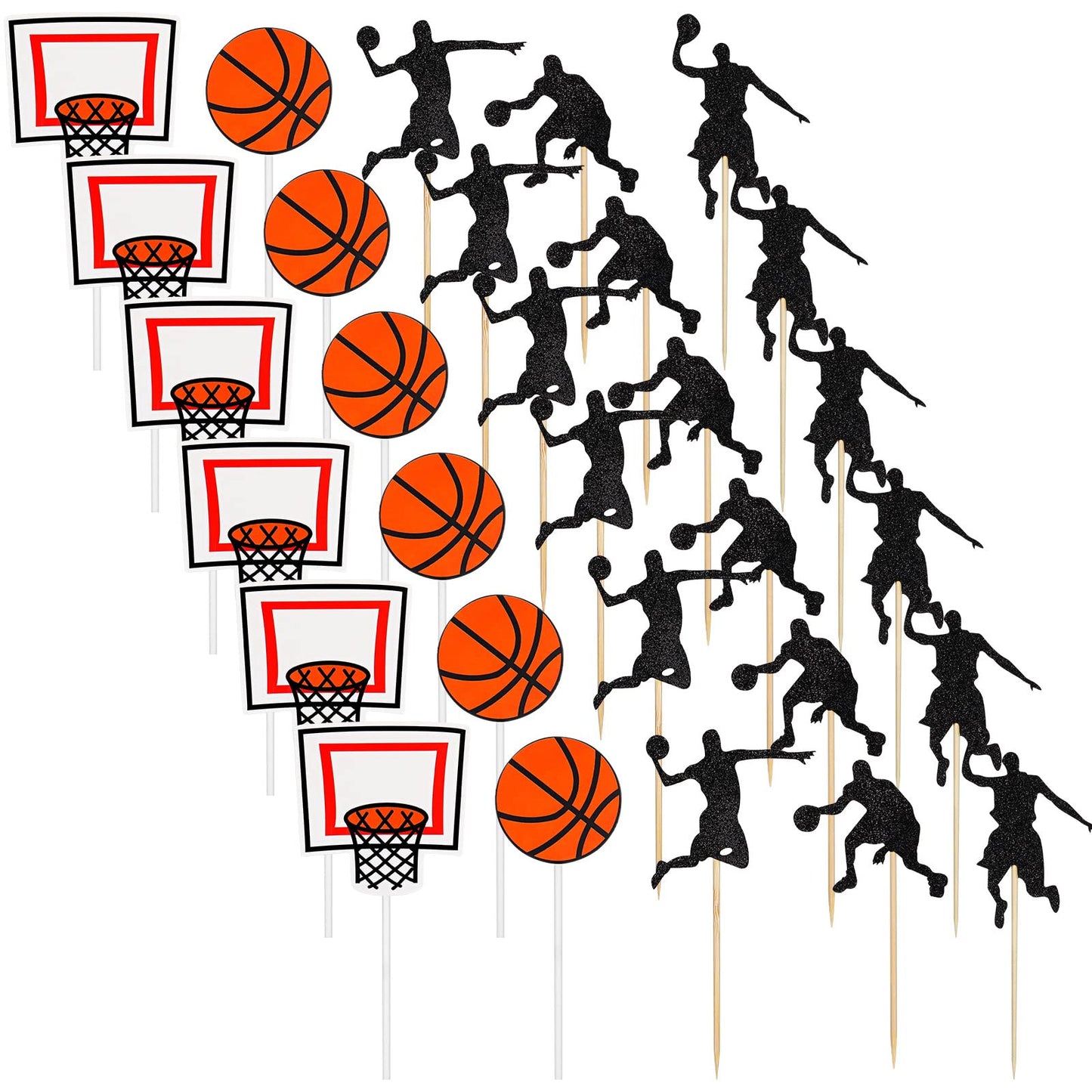 60 Pcs Basketball Action Cake Cupcake Toppers Basketball Sport Summer Birthday Party Decorations Basketball Themed Cake Topper F