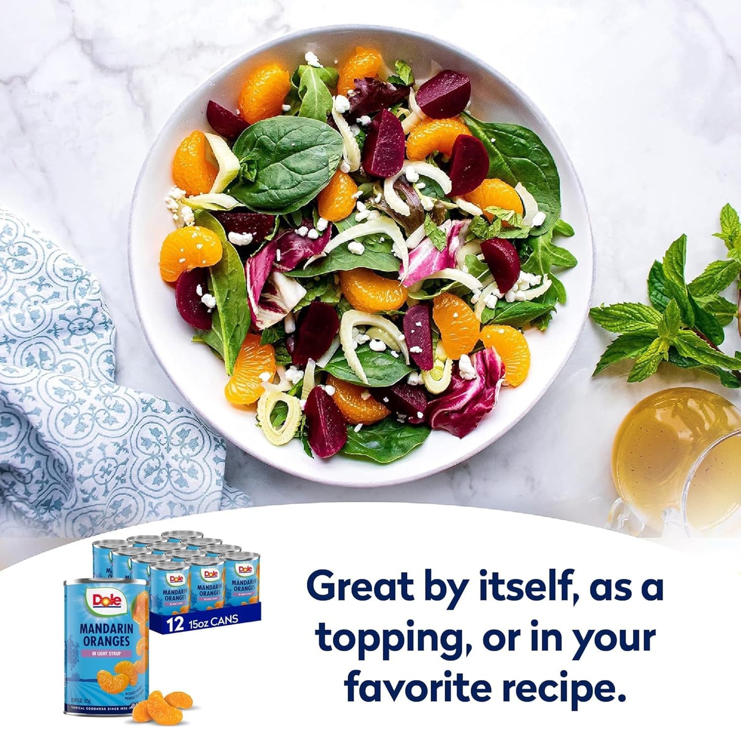 Dole Canned Mandarin Oranges In Light Syrup, 15 Oz