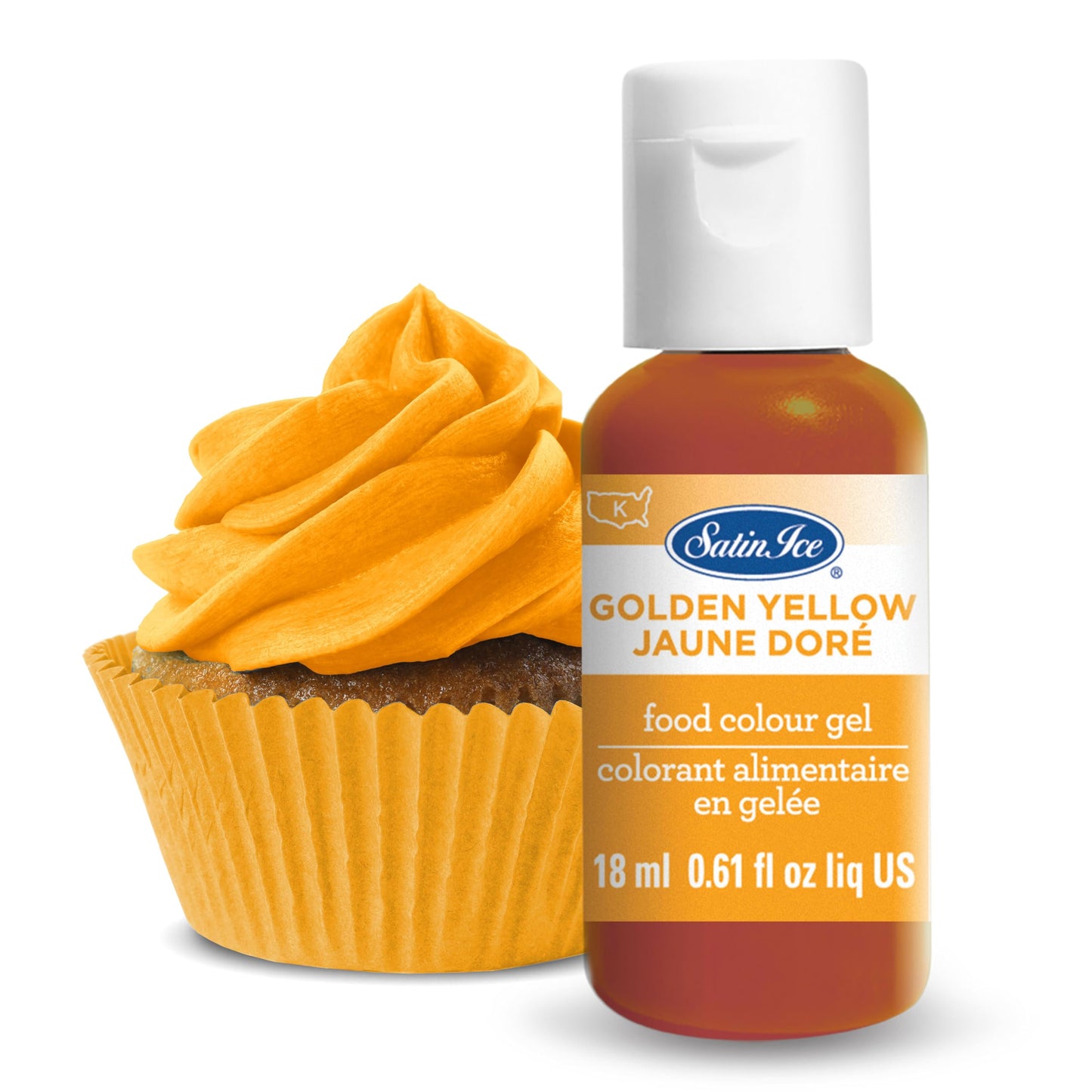 Satin Ice Food Color Liquid Gel, 0.61 fl oz Bottle, Golden Yellow