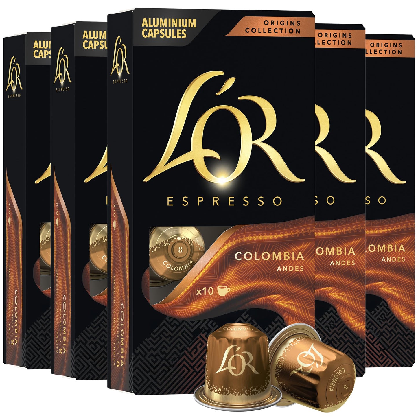 LOR Espresso Capsules, 50 Count Colombia, Compatible with LOR BARISTA & Nespresso Original Machines, Aluminum Coffee Capsules