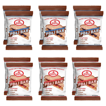 Betty Lous PB&J Bars Variety Pack, Gluten Free, Vegan, 12 Count (6 Strawberry, 6 Blueberry), Individually Wrapped