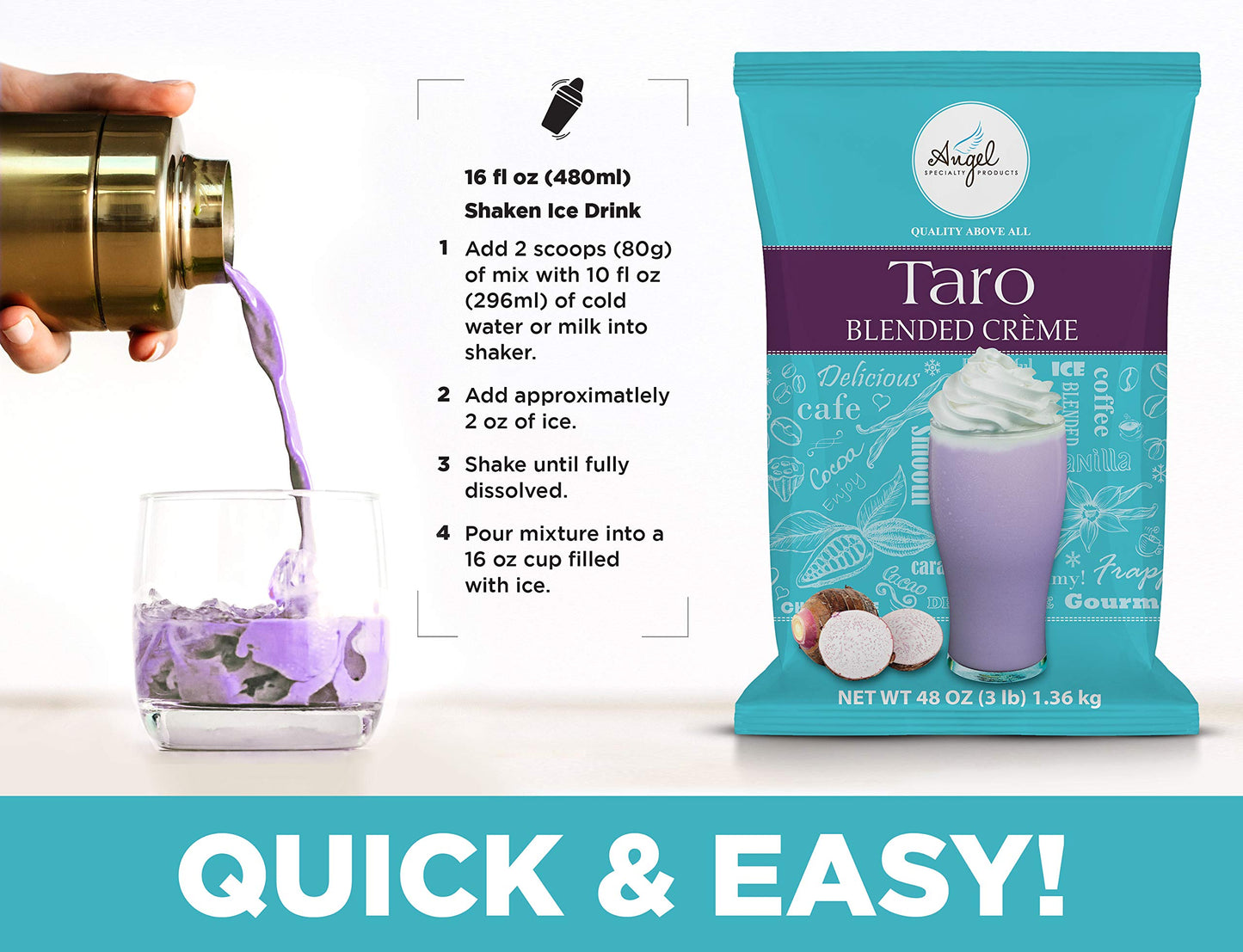 Taro Blended Crème Mix By Angel Specialty Products [3 Lb]