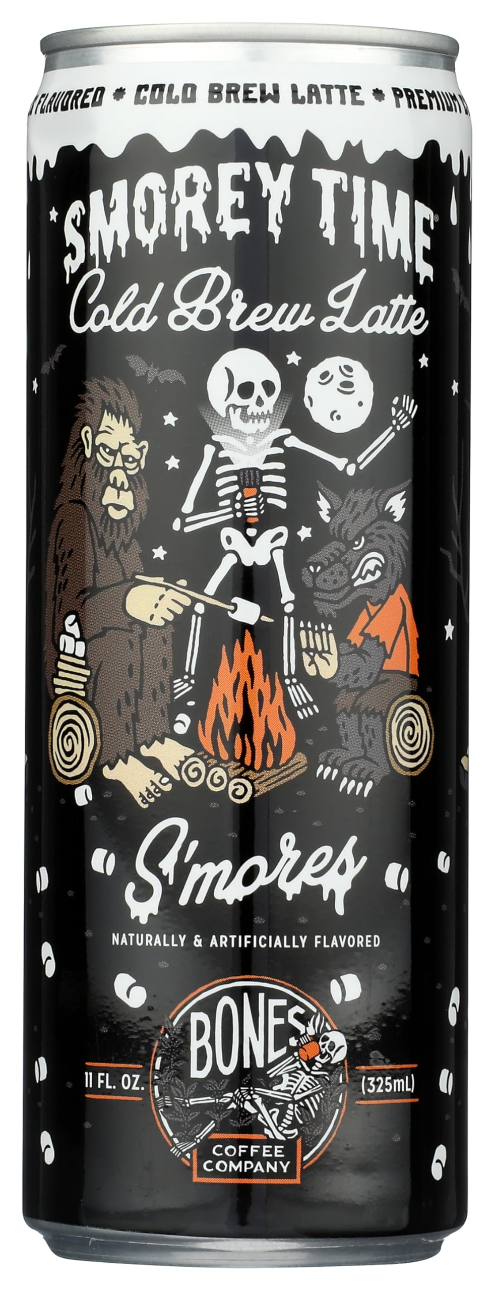 Bones Coffee Company Smorey Time Cold Brew Latte Smores & Graham  Ers Flavored Coffee | Ready To Drink 100% Coffee Can Smooth Sweet Blend Cans 11 Fl Oz (4 Pack)