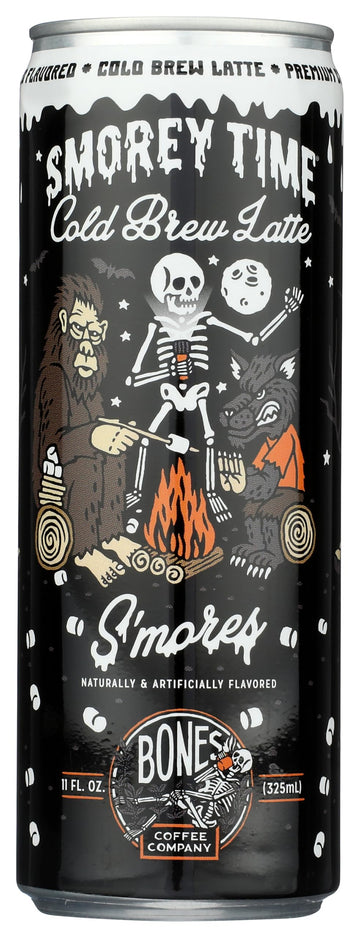 Bones Coffee Company Smorey Time Cold Brew Latte Smores & Graham  Ers Flavored Coffee | Ready To Drink 100% Coffee Can Smooth Sweet Blend Cans 11 Fl Oz (4 Pack)