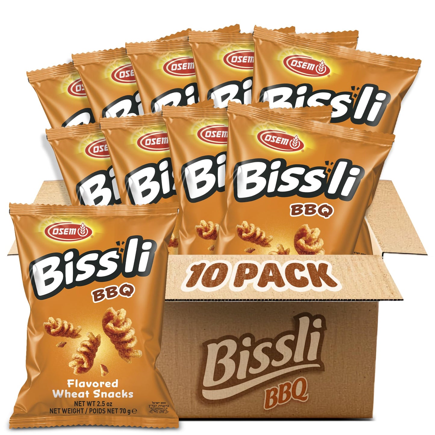 Osem Bissli BBQ Flavored Crunchy Wheat Snack -No Food Coloring or Preservatives, 2.5 Ounce Bags (Pack of 10)