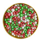 Edible Red & Green & White Sugar Pearls Sprinkles Candy Mix Size Pearls Cake Decorations Cupcake Toppers Decorating Perfect for