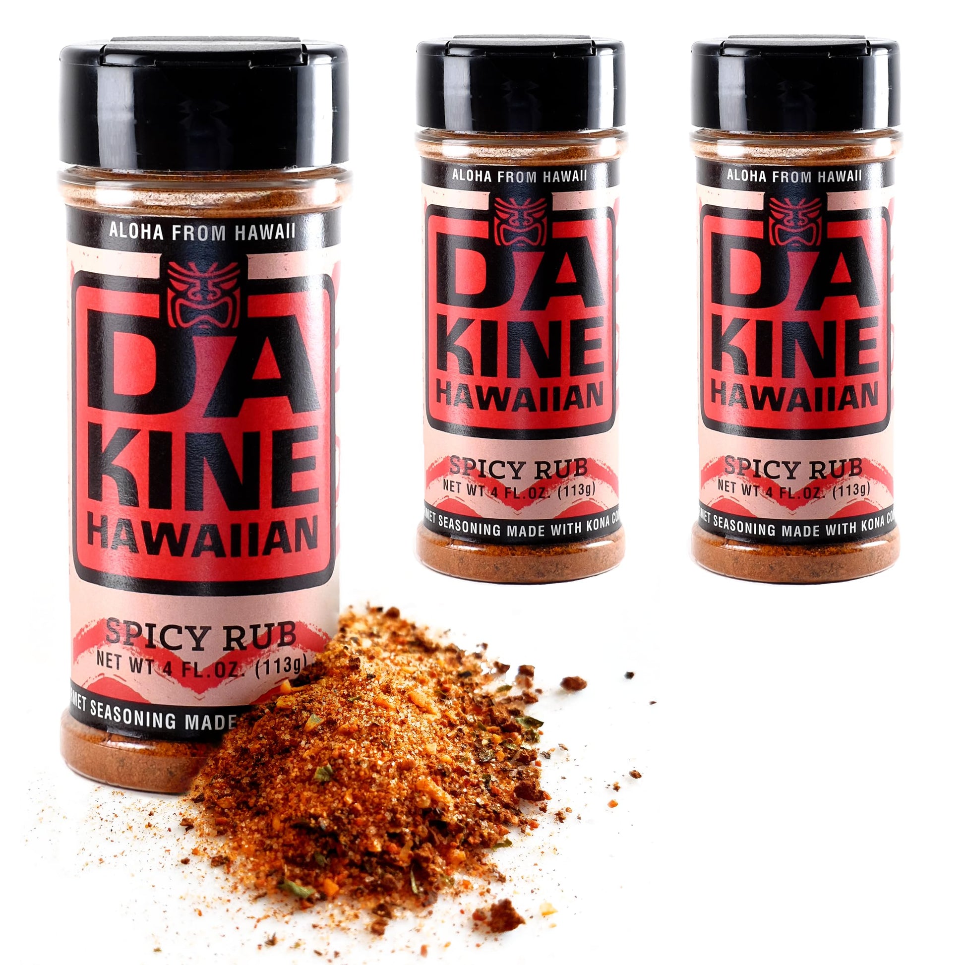 Da Kine Hawaiian BBQ Dry Rub Seasoning, Gluten-Free, Low Sodium, Spicy Flavor, 4 oz, 3 Pack