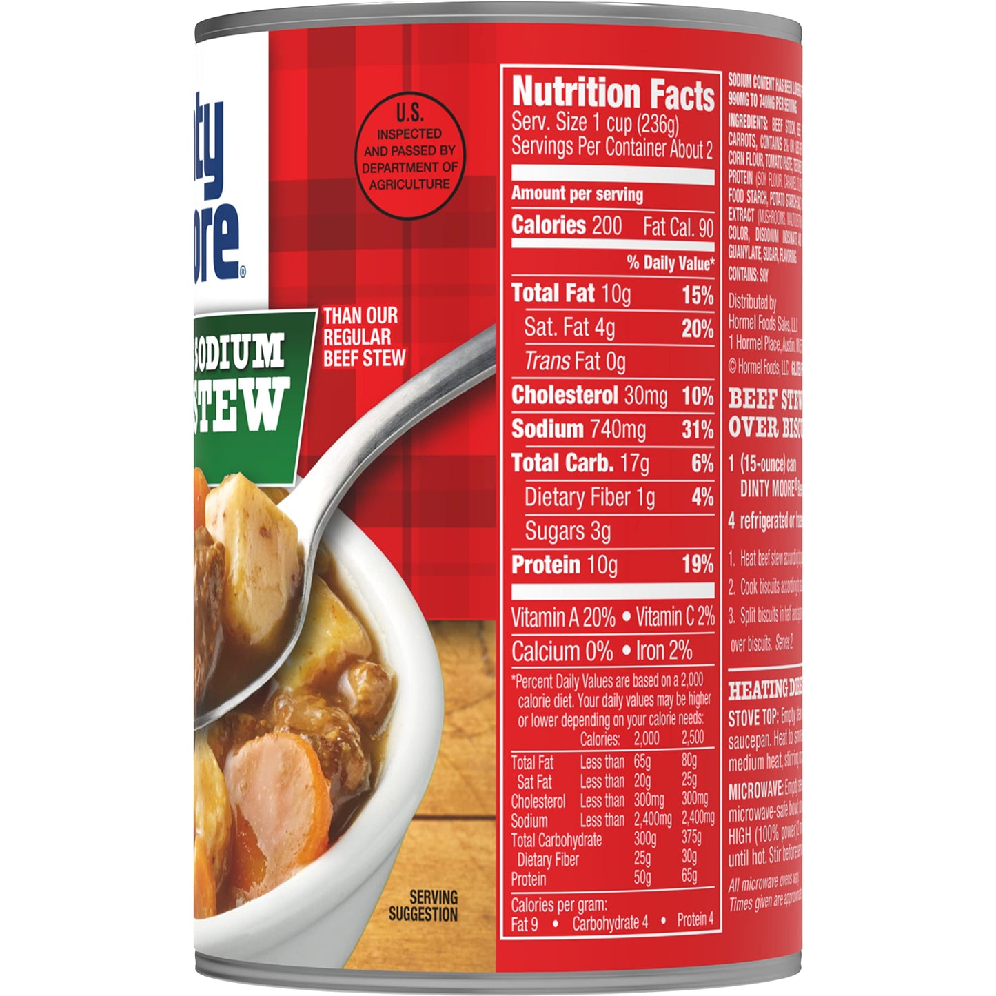 DINTY MOORE Beef Stew, 25% Less Sodium, 15 oz. can, Pack of 12