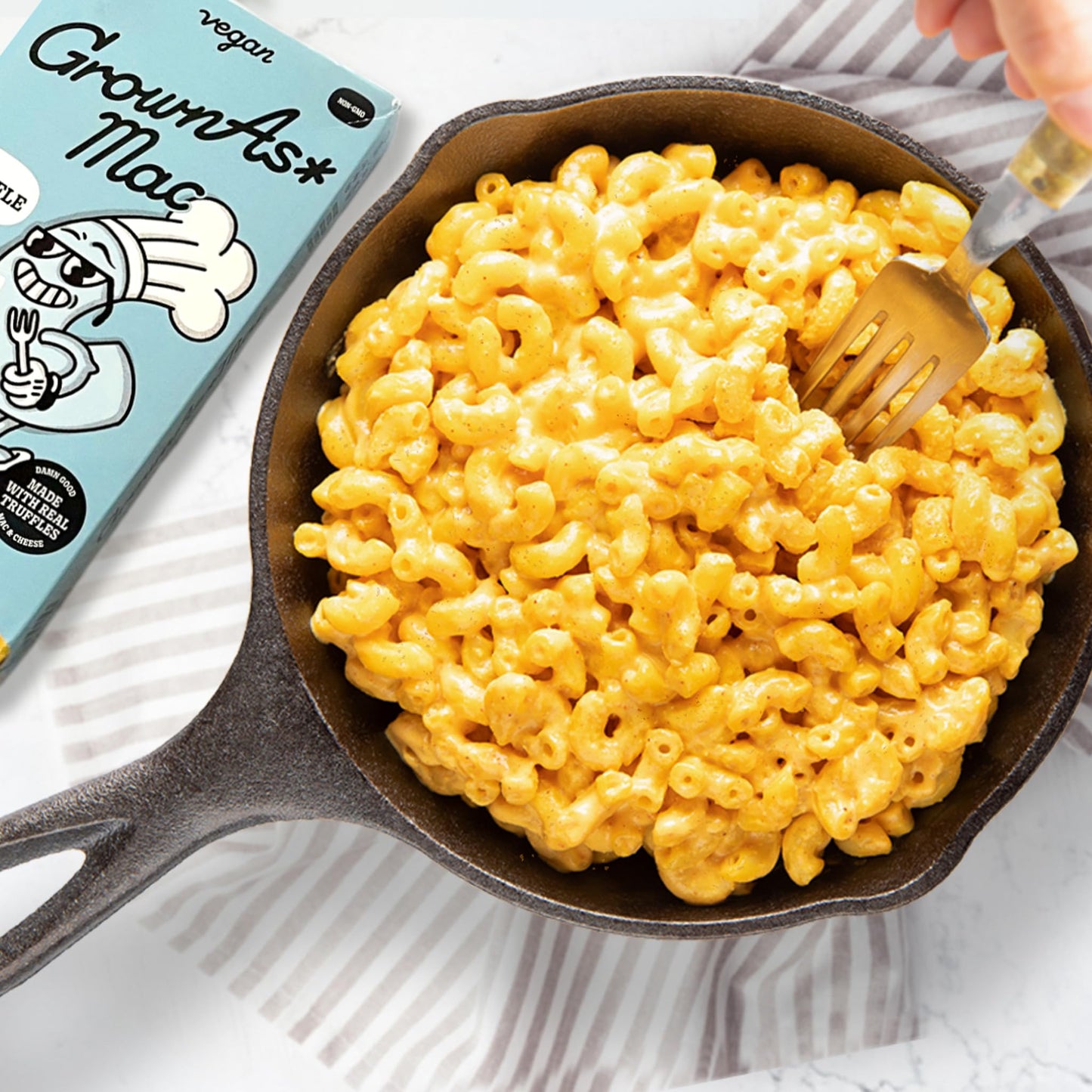 Grownas Vegan Mac & Cheese, 25G Of Protein Per Pack - Real Truffle Flavor, Dairy Free, High Protein Snack, Easy To Prepare, Made With Coconut & Wheat, Vegan, Non-Gmo, Delicious Meal Or Snack