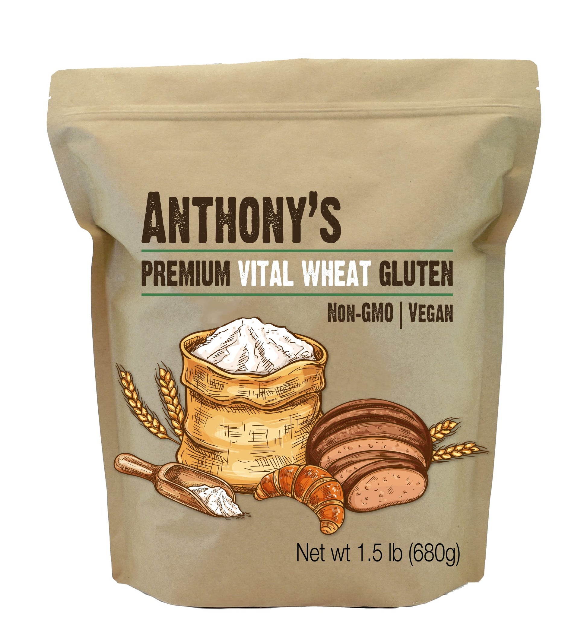 Anthonys Vital Wheat Gluten Flour, High Protein, Vegan, Non-GMO, Keto Friendly, 1.5 lb (24 Ounce)
