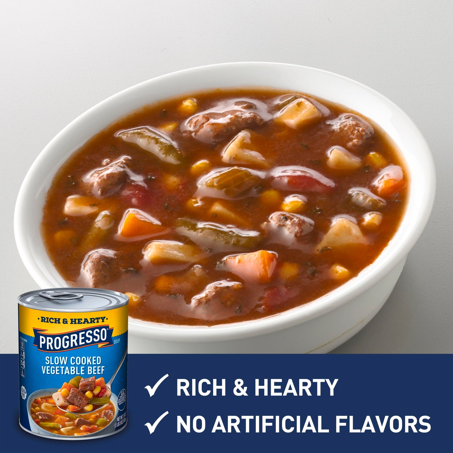 Progresso Rich & Hearty Soup, Slow Cooked Beef and Vegetable, 19-Ounce Cans (Pack of 12)