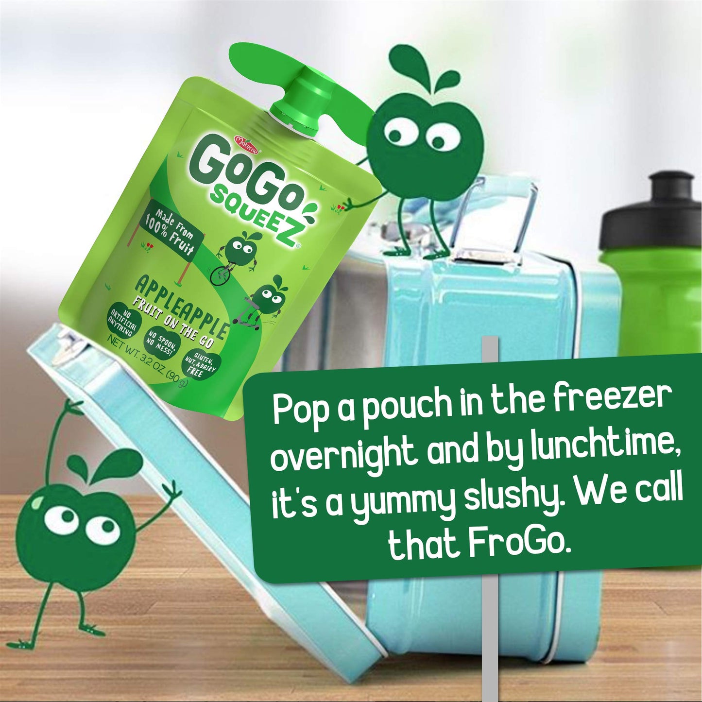 Gogo Squeez Applesauce, Apple Apple, 3.2 Ounce (4 Pouches), Gluten Free, Vegan Friendly, Unsweetened Applesauce, Recloseable, Bp