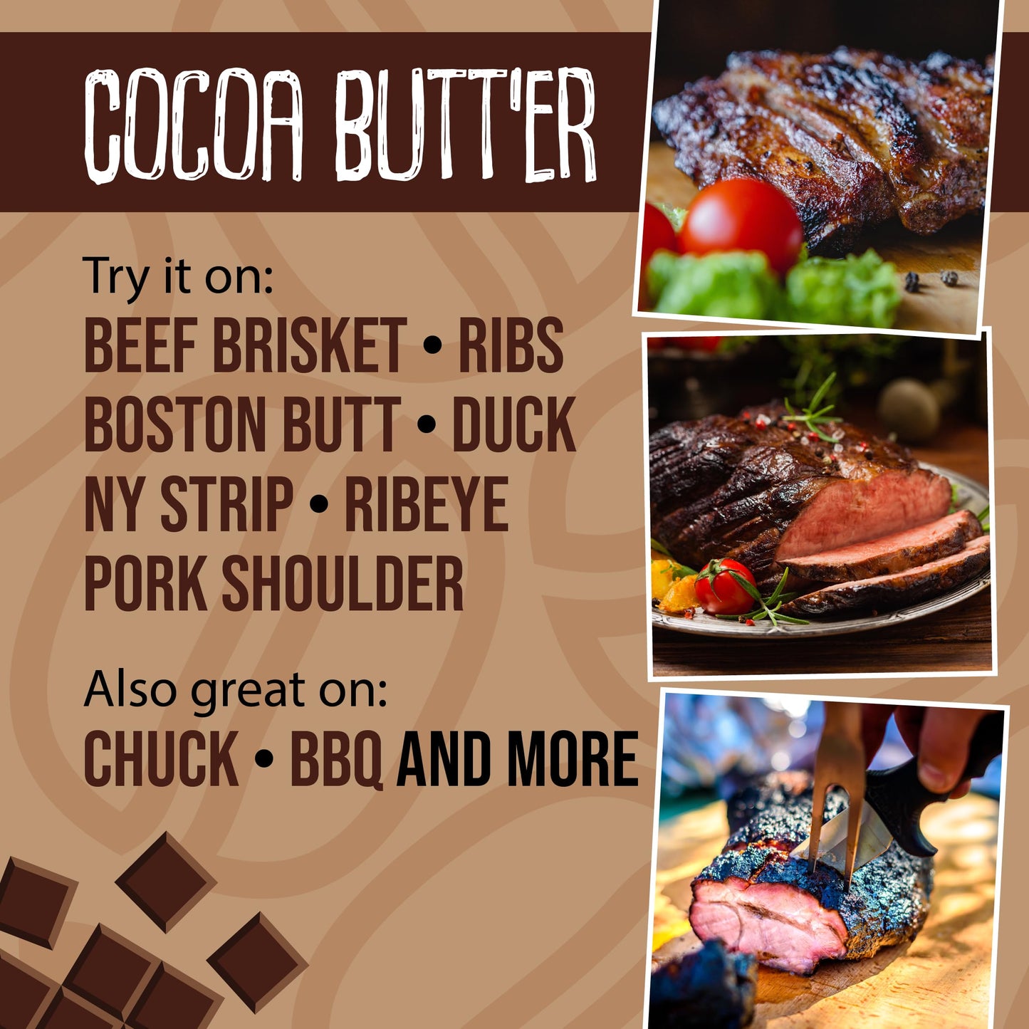 Flavor Seed Cocoa Butt'Er Organic Chocolate Coffee Brisket Rub & Butt Rub Seasoning. Gourmet Spice Mix For Cooking, Grilling & B