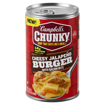 Campbells Chunky Soup, Cheesy Jalapeo Burger with Bacon Bits, 18.8 oz Can