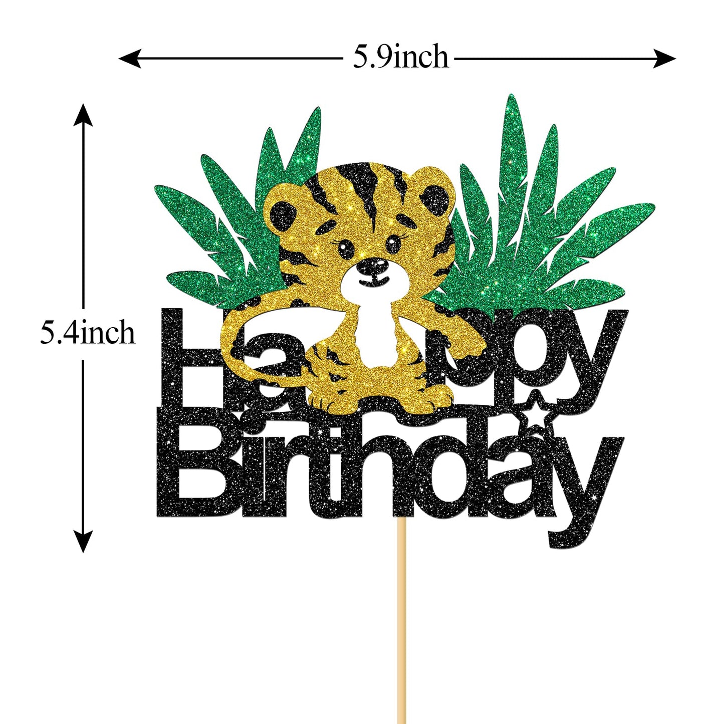 Monmon & Craft Tiger Happy Birthday Cake Topper/Baby Children 1St Birthday Zoo Cake Decor/Baby Shower/Wild Animal Theme Birthday