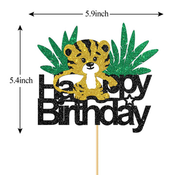Monmon & Craft Tiger Happy Birthday Cake Topper/Baby Children 1St Birthday Zoo Cake Decor/Baby Shower/Wild Animal Theme Birthday