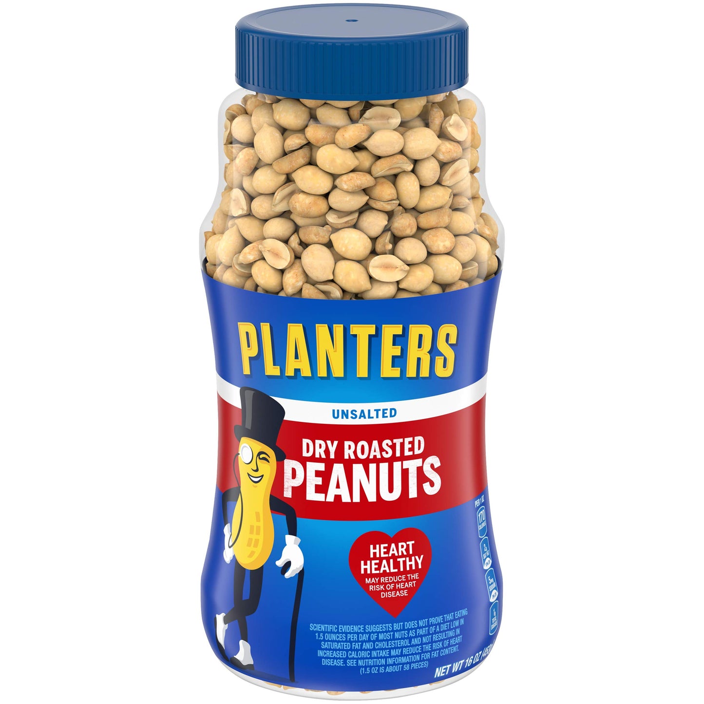 PLANTERS Unsalted Dry Roasted Peanuts, 16 Ounce (4 Pack), 1 Pound Total