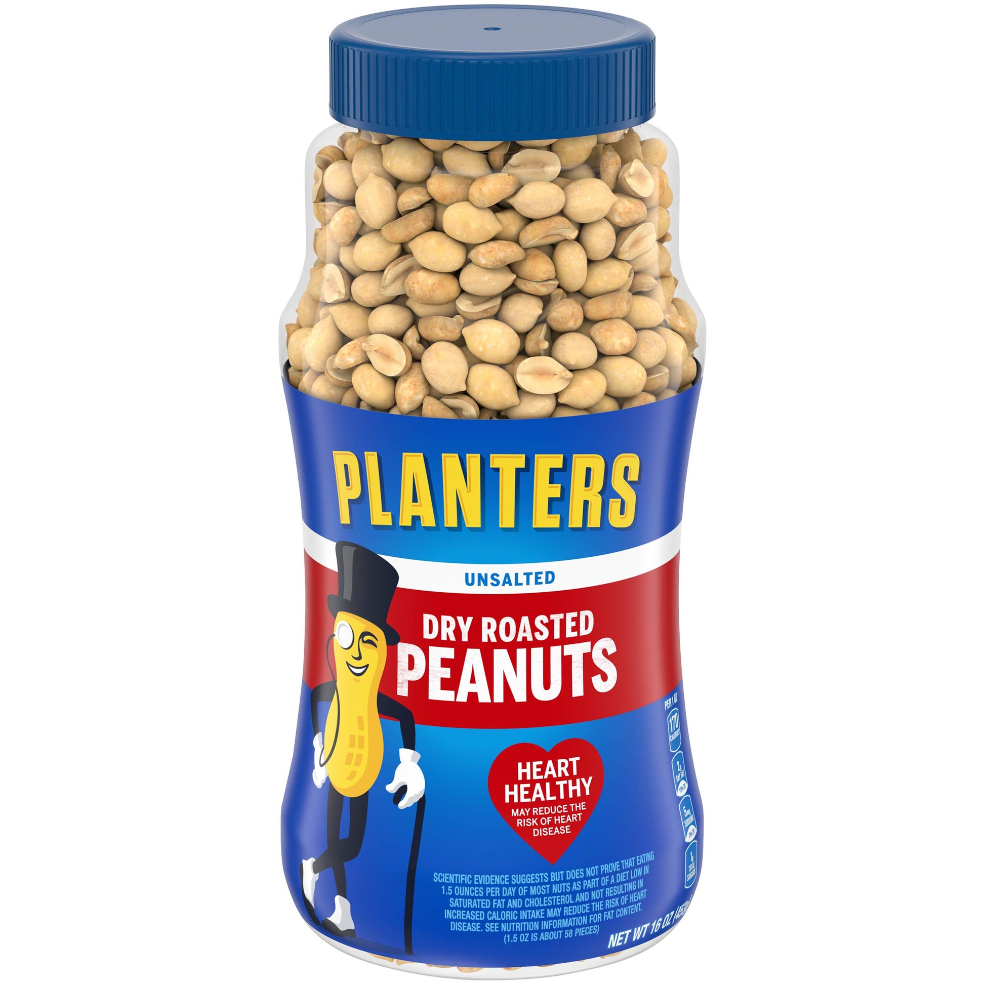 PLANTERS Unsalted Dry Roasted Peanuts, 16 Ounce (4 Pack), 1 Pound Total