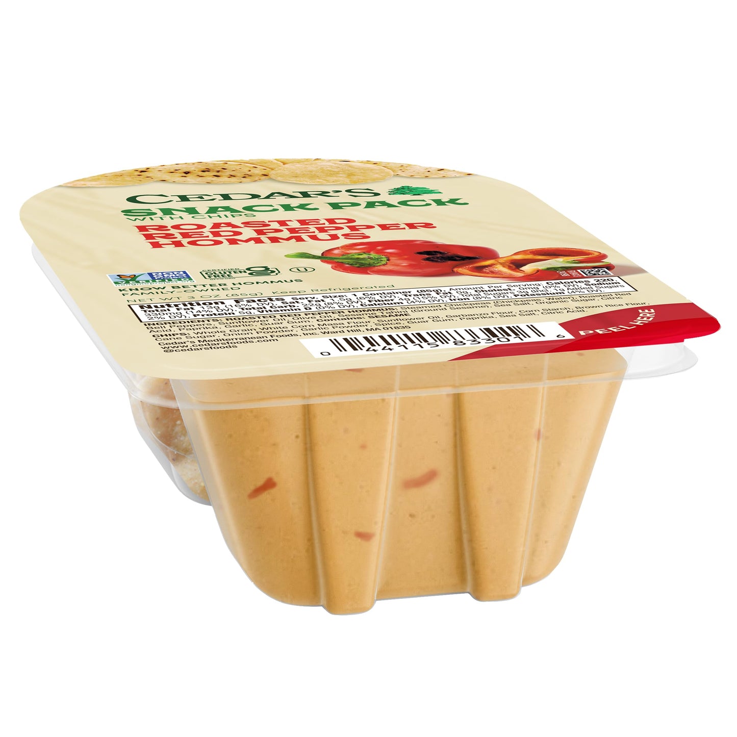 Cedars Roasted Red Pepper Hummus with Chips Snack Pack