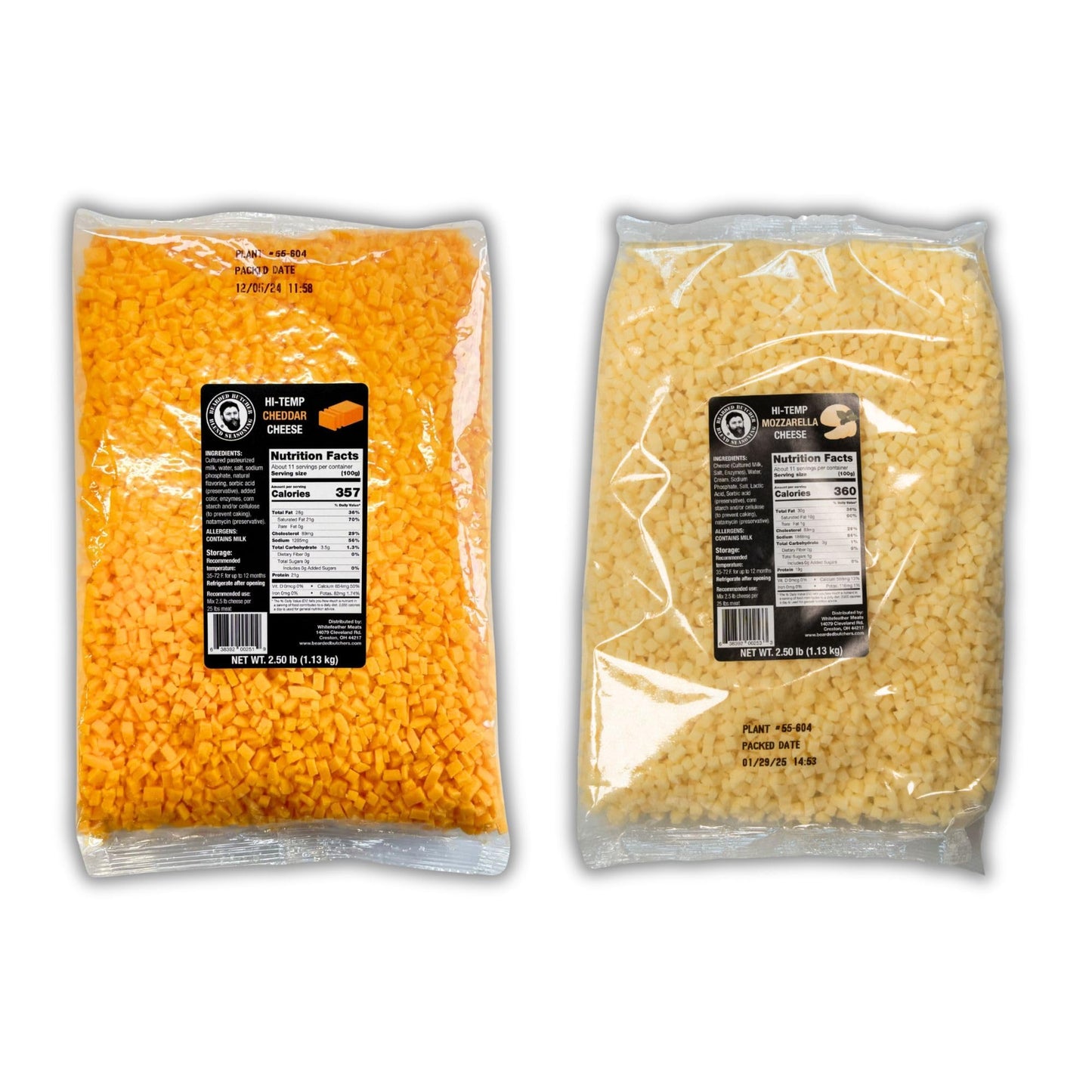 BEARDED BUTCHER HIGH-TEMP CHEESE, 2.5 lb Bags (Pack of 2), Shelf-Stable, Ideal for Sausage Making, 400°F High-Temperature