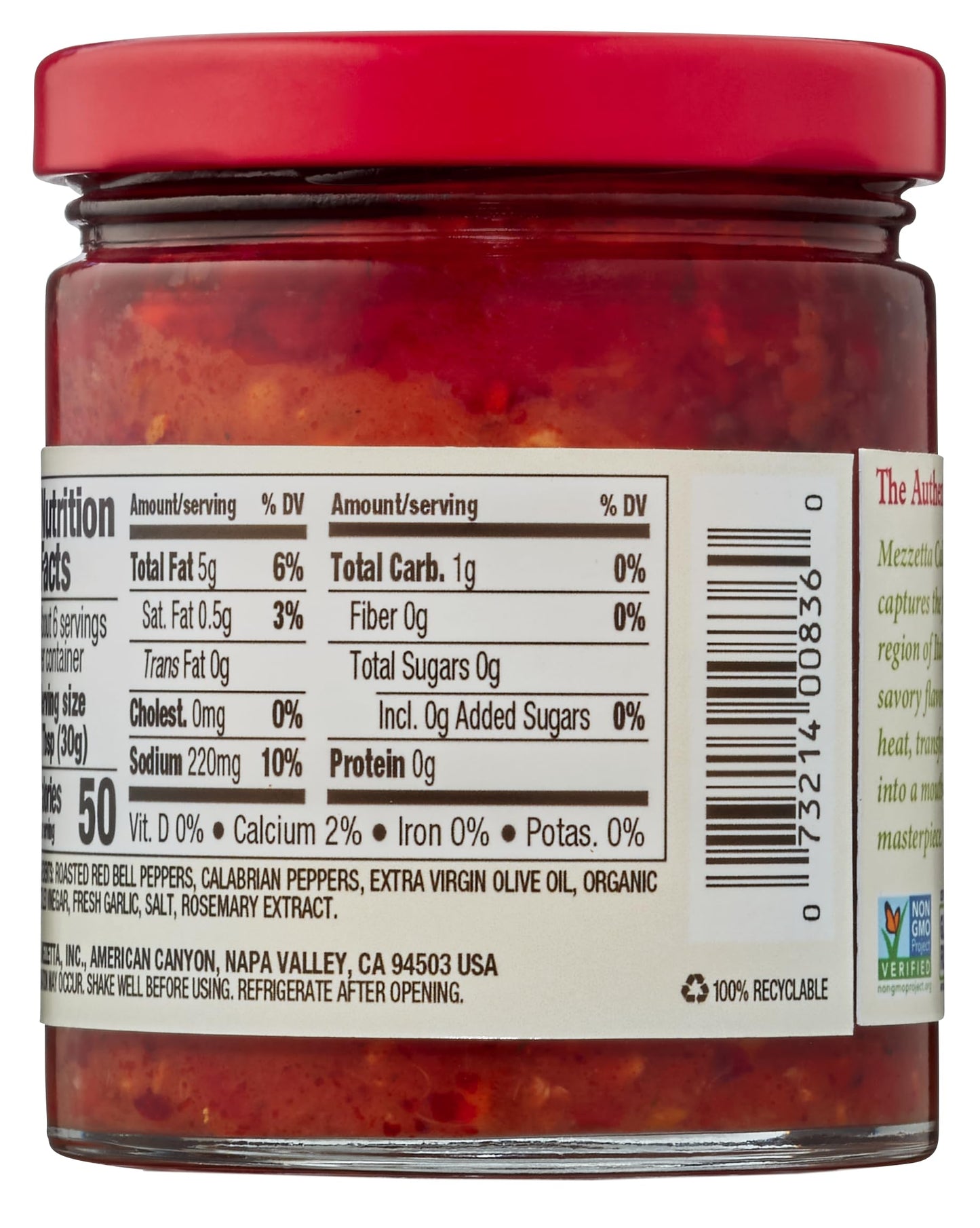 Mezzetta Calabrian Pepper Sauce | Gluten-Free, Non-Gmo & Keto | 6 Fluid Ounce Jar (Pack Of 6)