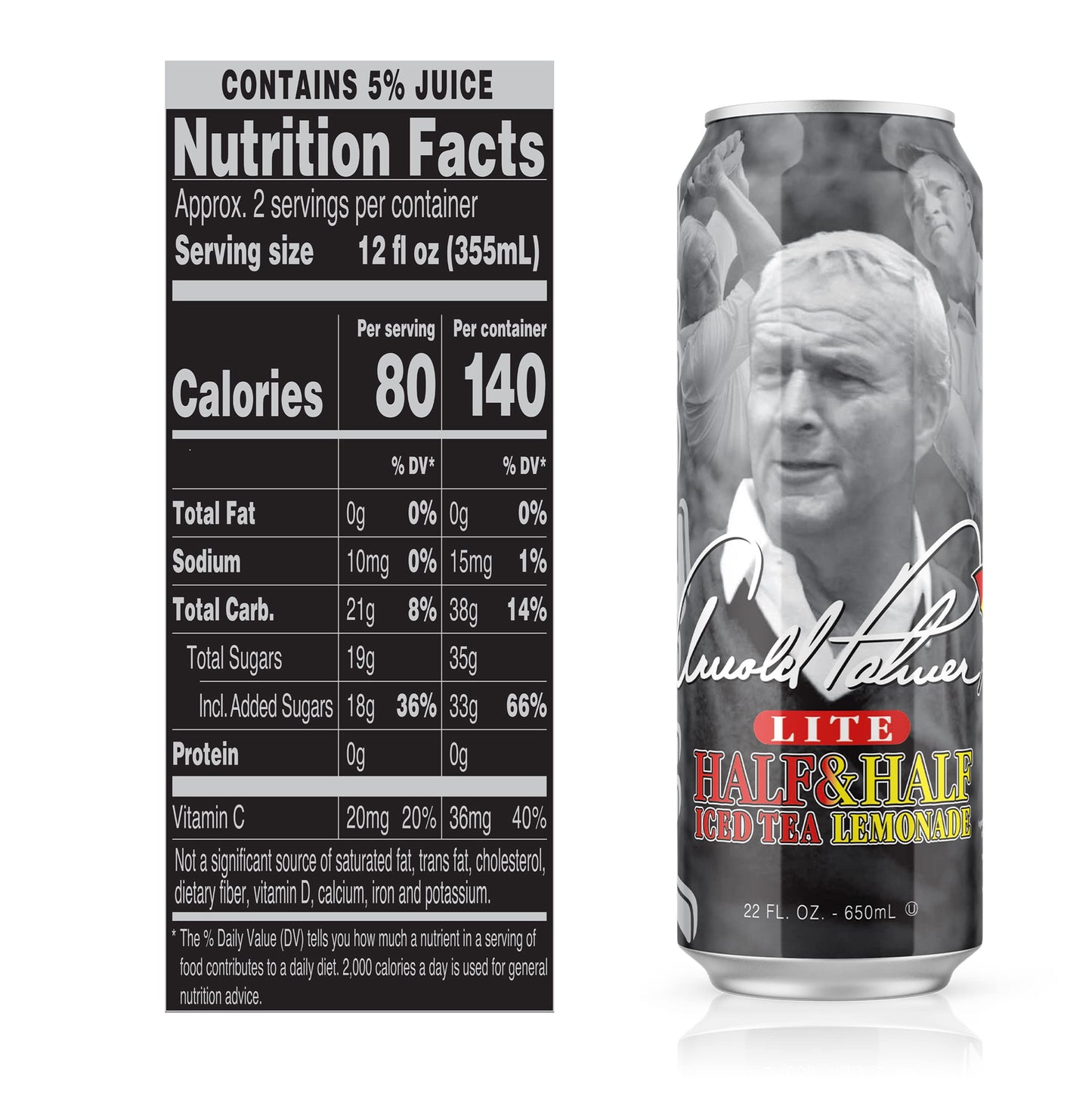 Arizona Arnold Palmer Half And Half - Big Can, 22 Fl Oz (Pack Of 24)
